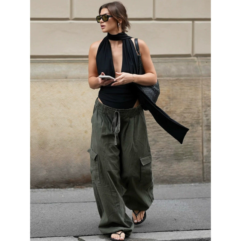 Zara Summer Street Style Halter Neck Ribbon Slim Bodysuit